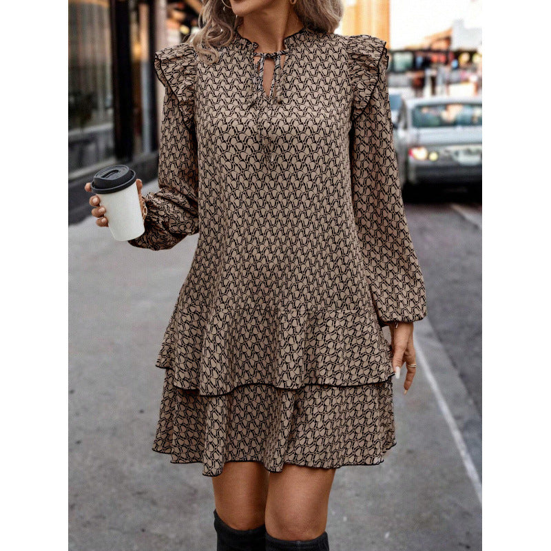 Leisure dress for women with a romantic ruffle design and a keyhole neckline Lune London