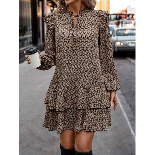 Leisure dress for women with a romantic ruffle design and a keyhole neckline Lune London