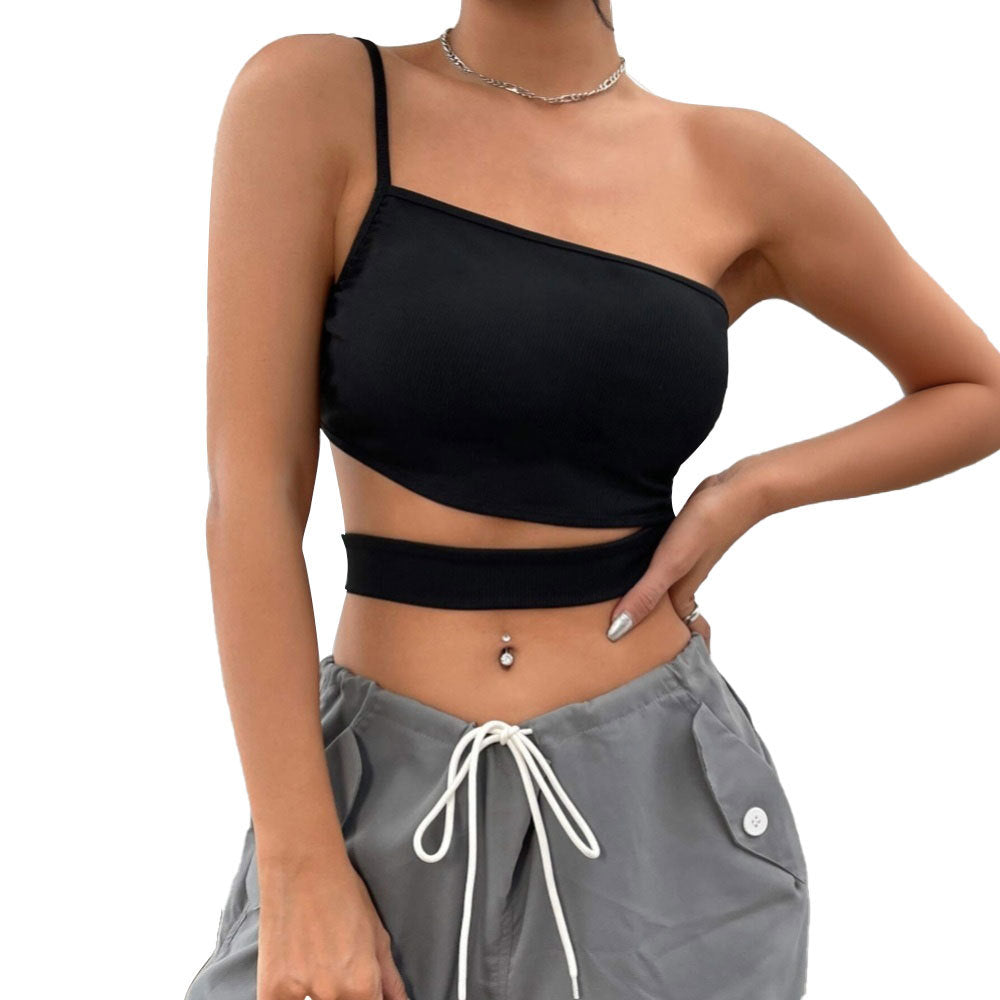 Asymmetrical crop top for women with narrow waist and strapless design Chic & Stil