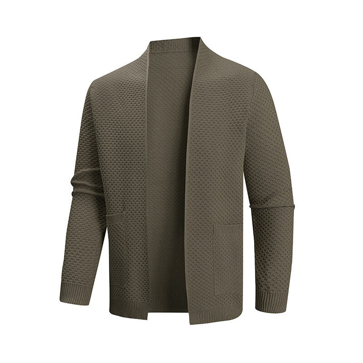 Men's knitted jacket with a modern texture pattern and practical pockets Lune London