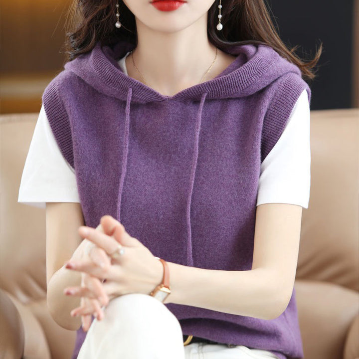 Women's hoodie with sleeveless design and elegant V-neck Lune London