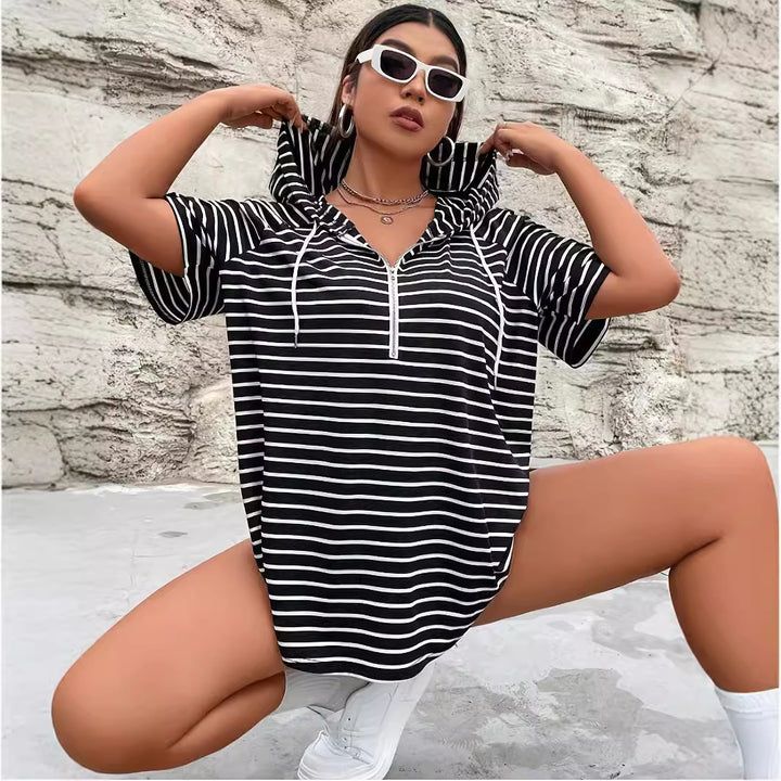 Women’s striped knit hoodie with Lune London
