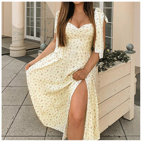 Lune London Floral High Slit Maxi Dress for Women
