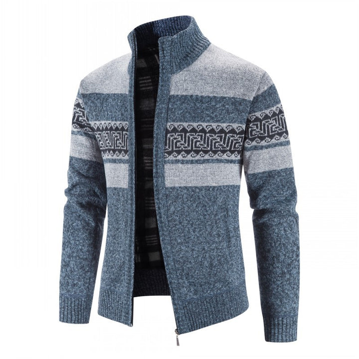 Men's knit jacket with high collar and attractive patterns Lune London