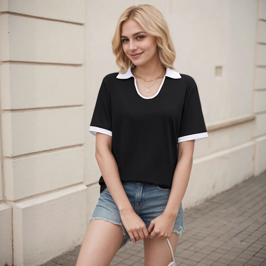 T-shirt polo for women with modern cut and contrast sleeves Lune London