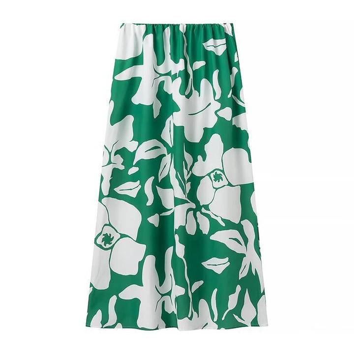 Maxi skirt for women with floral design and elastic waist Lune London
