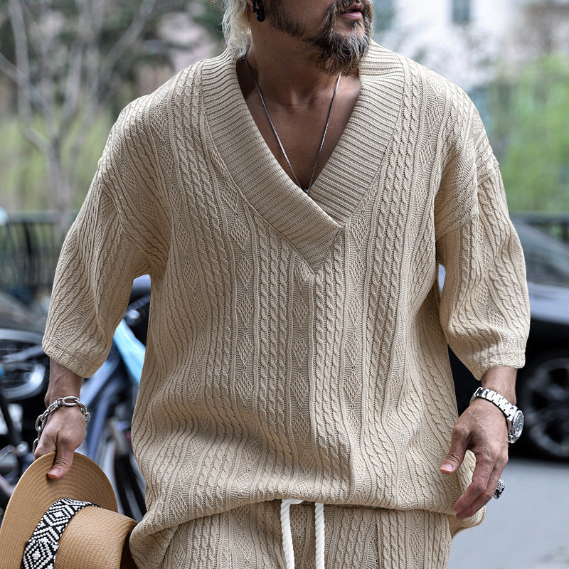 Lune London Casual Knit Pullover for Men with V Neck