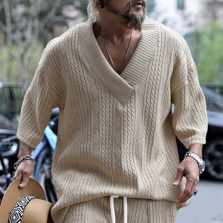 Lune London Casual Knit Pullover for Men with V Neck