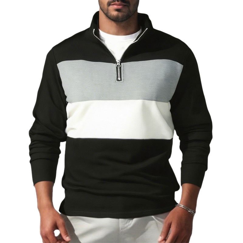 Sporty sweater for men with stand-up collar and zipper Lune London