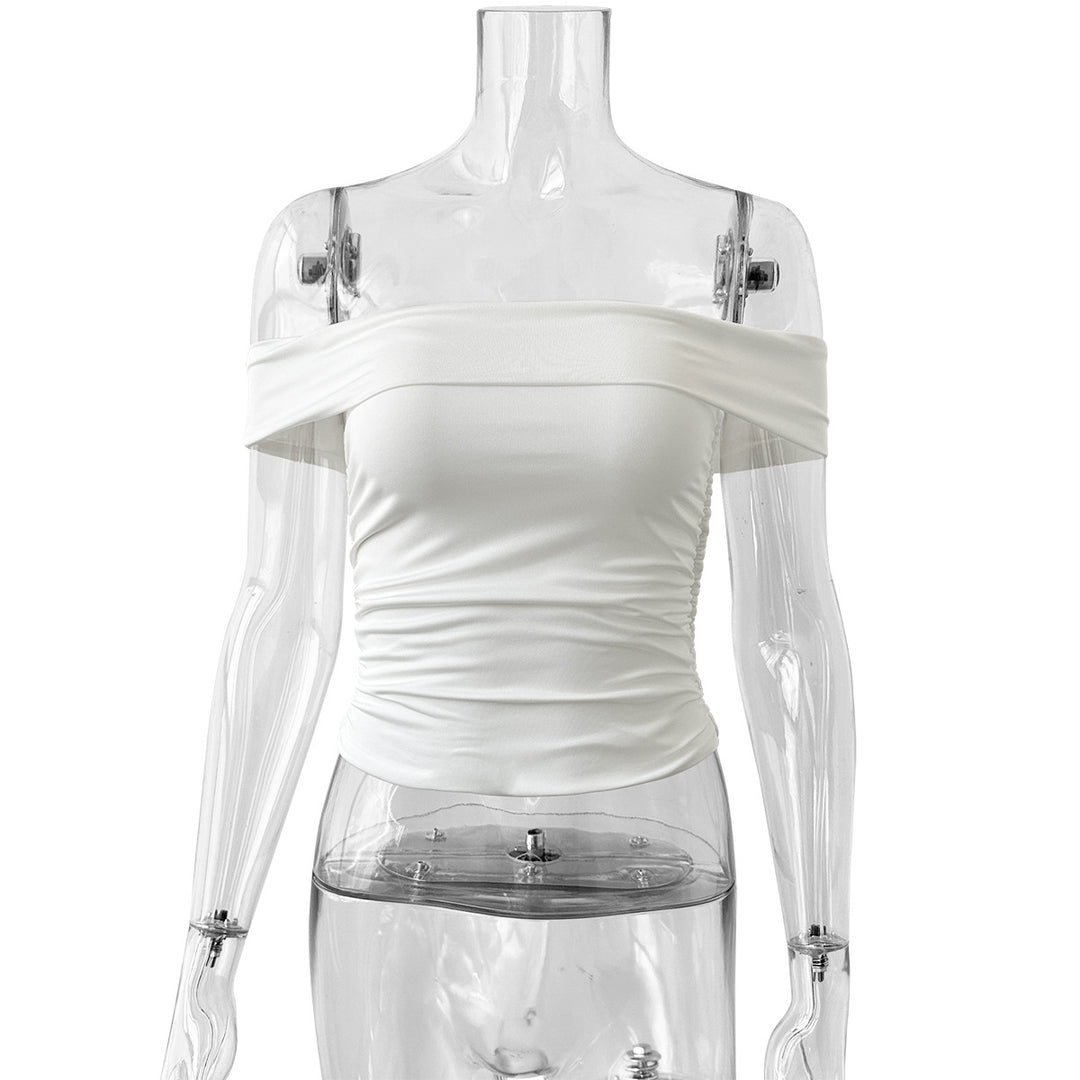 Women's Off-Shoulder Crop Top made of elastic material with figure-flattering design Lune London