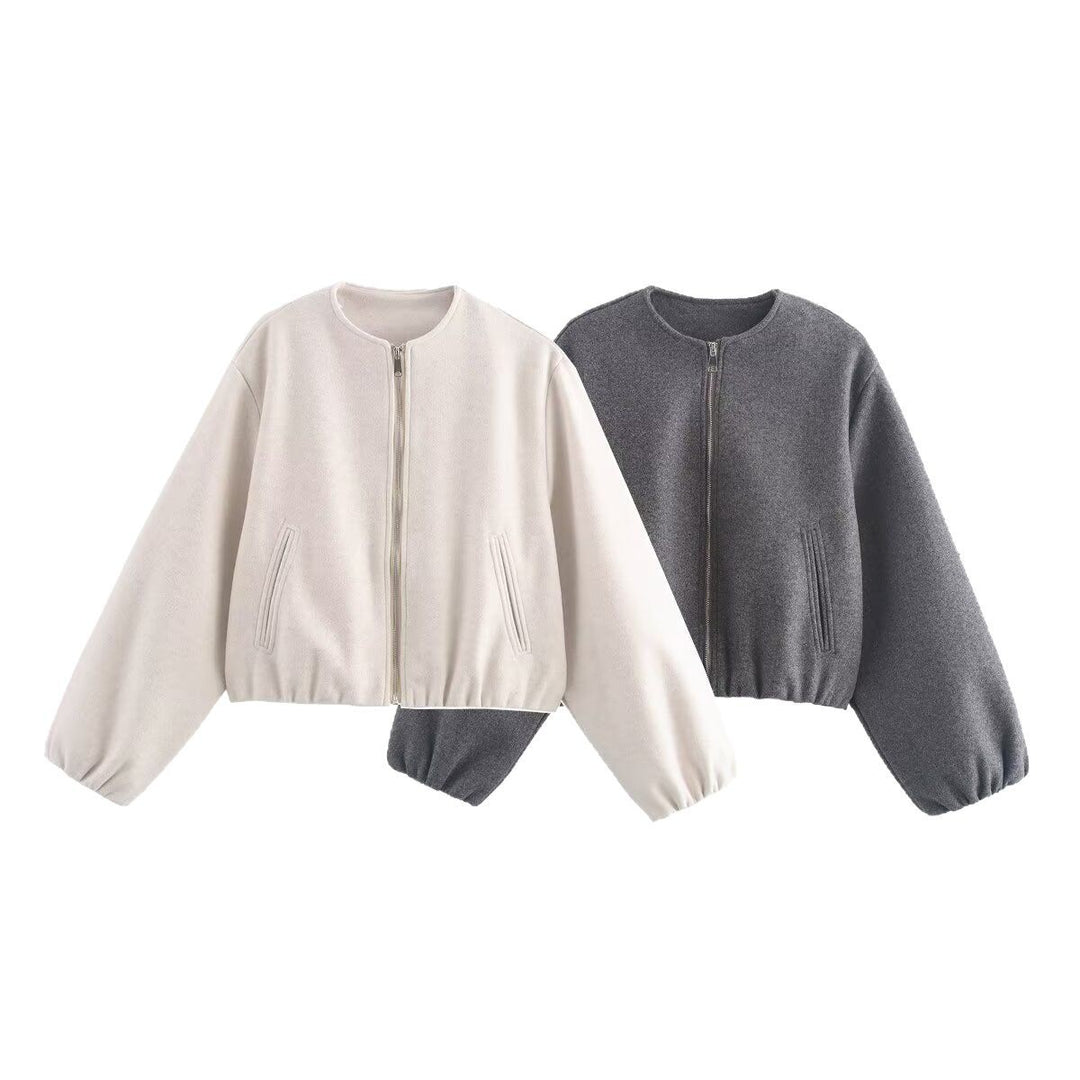 Short wool jacket for women with zipper Lune London