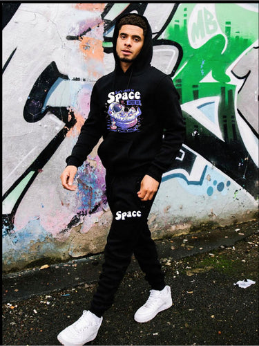 Casual ensemble for women with hoodie and jogger pants featuring creative astronaut print Lune London