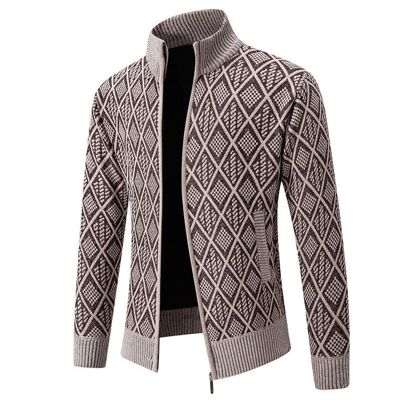 Men's knitted jacket with structured design and high collar Lune London