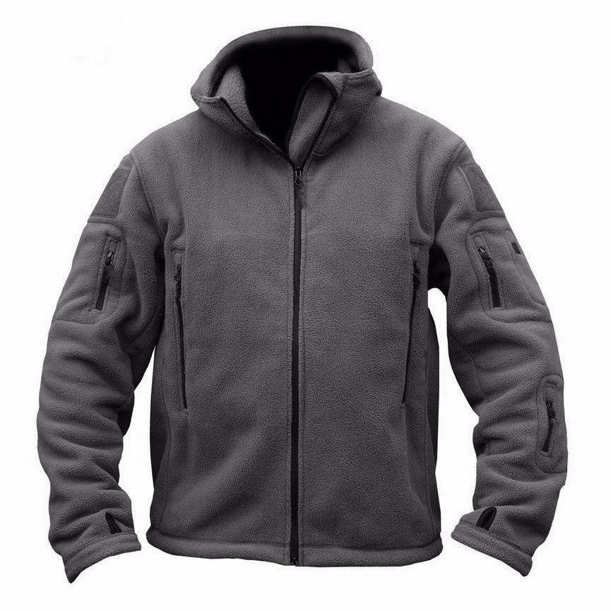Fleece jacket for men with multiple pockets and adjustable hood Lune London
