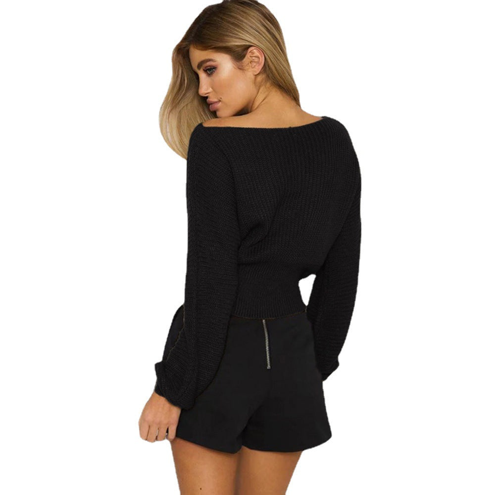 Trend knitted sweater for women with decorative lacing Lune London