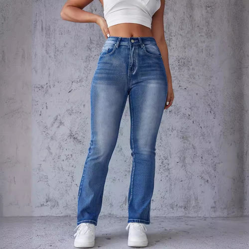 High-waisted bootcut jeans for women with a slightly worn look Lune London