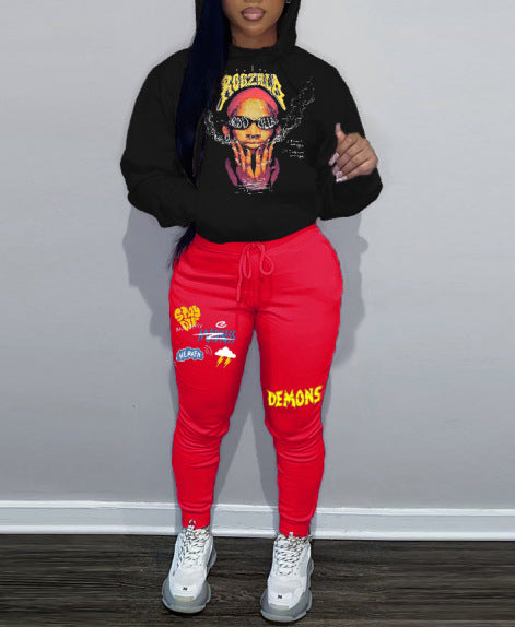 Trendy top and joggers set for women with creative graphics Lune London