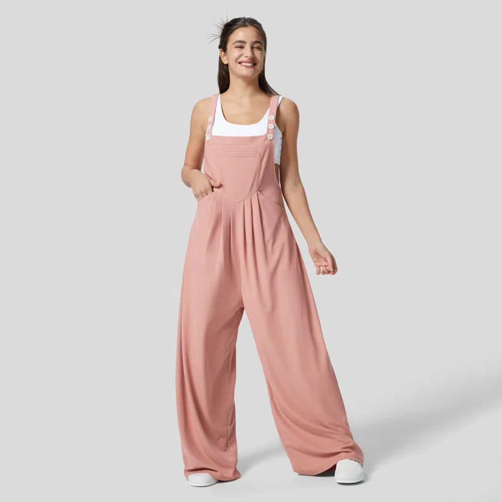 Combinaison décontractée pour femmes avec jambes larges et élégant détail de bouton Chic & Stil