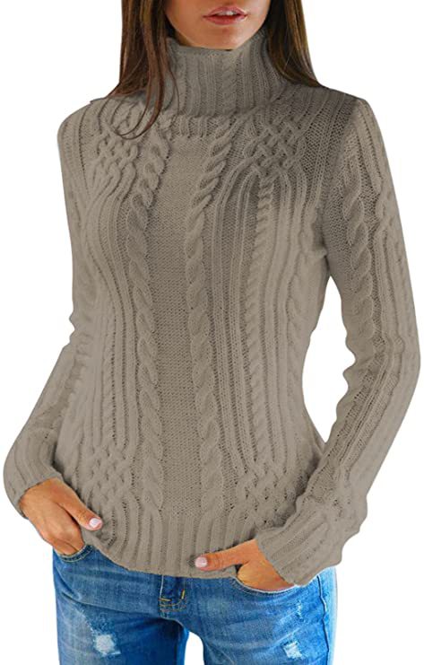 Sweater women with high neck and cable knit pattern Lune London
