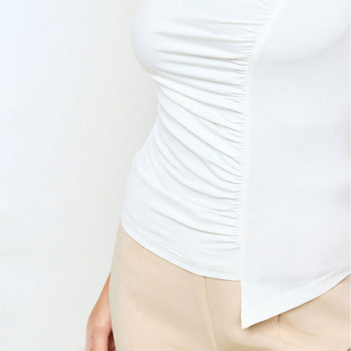 Asymmetrical top for women with a sophisticated draping design and an elegant effect Chic & Stil