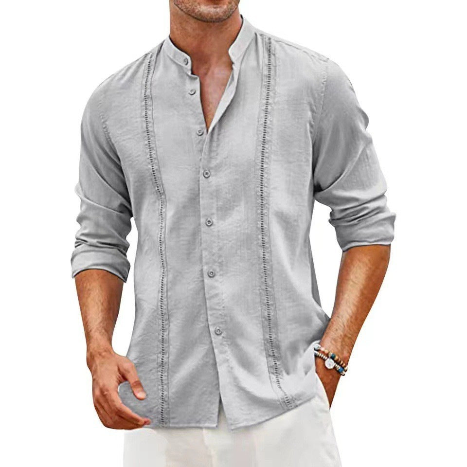 Men's leisure shirt with mandarin collar and buttons Lune London