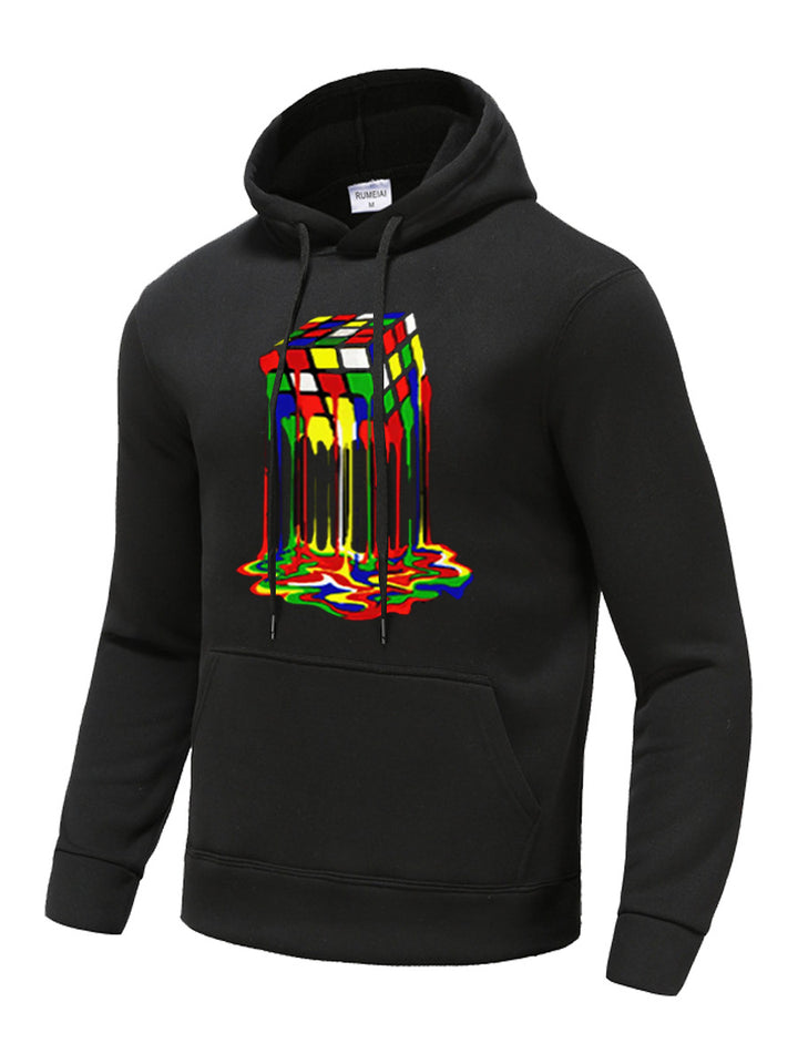 Men's hoodie with creative graphic print Rubik's Cube Lune London
