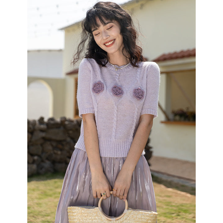 Knitted sweater for women with floral design Lune London