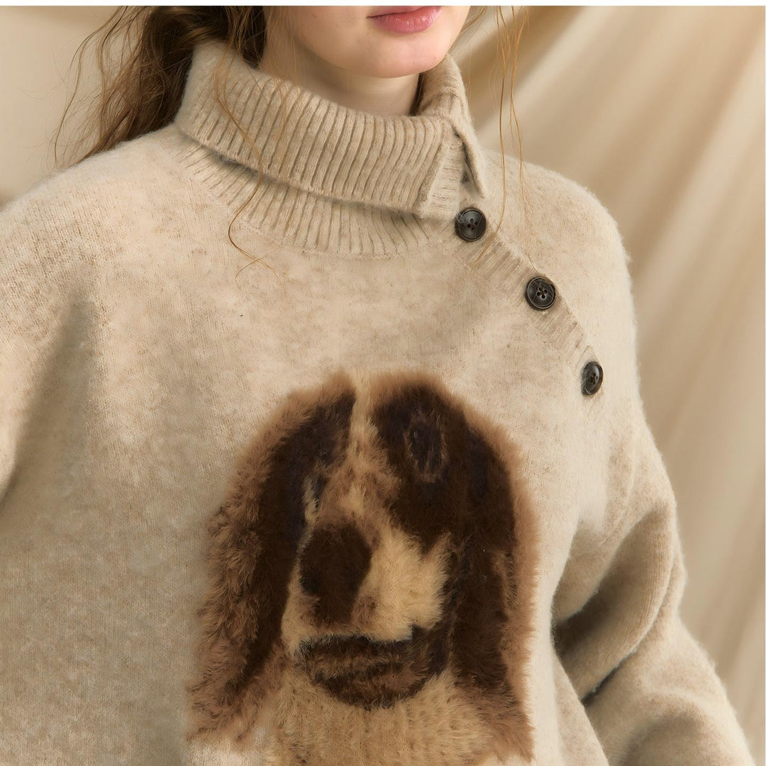 Femme pull confortable à col rond avec motif animal Chic & Stil