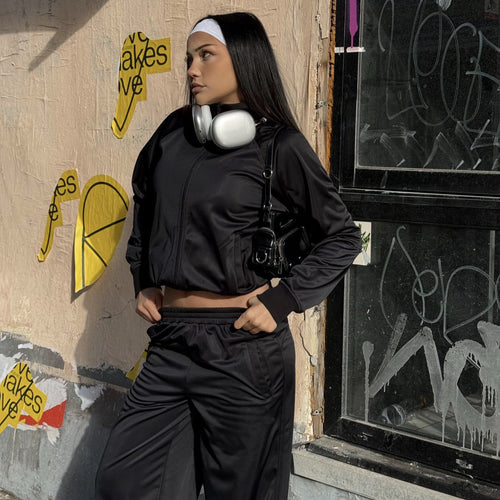 Women's sporty tracksuit with high collar and elastic cuffs Lune London