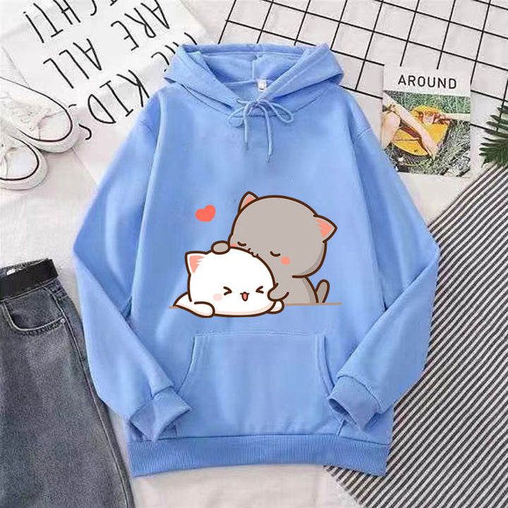 Women's hooded sweatshirt with cute cat design Chic & Stil