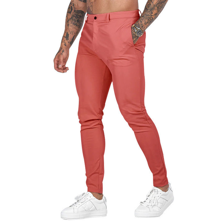 Slim-fit chino pants for men with elastic waistband and deep side pockets Lune London