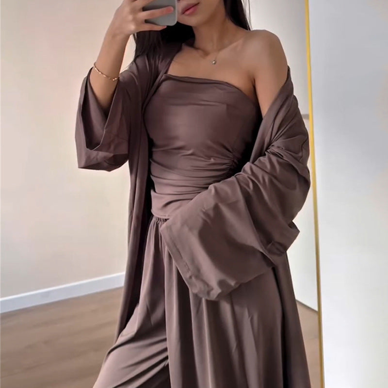Airy loungewear set for women with long kimono Lune London