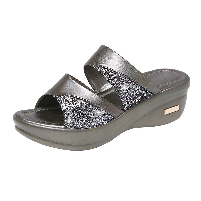 Shiny comfort sandals for women with ergonomic sole Lune London