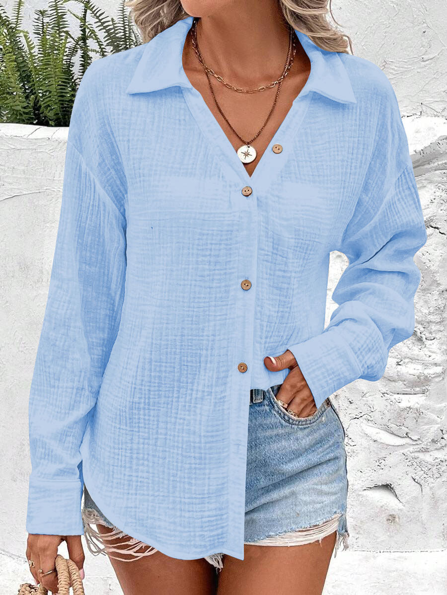 Airy cotton shirt for women with button accents and an elegant cut Lune London