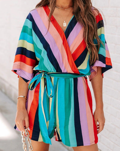Ladies leisure chic striped playsuit and style