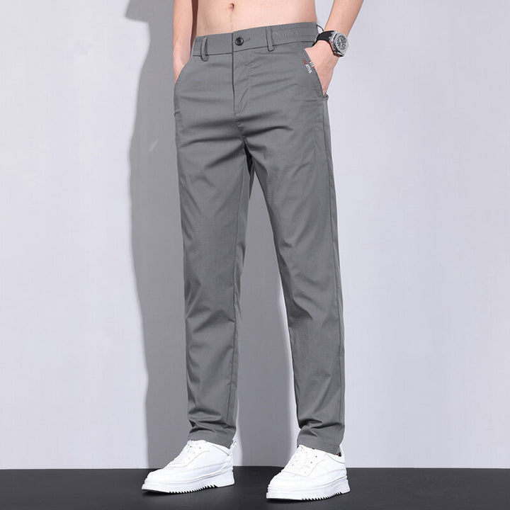 Pantalon chino tendance pour hommes avec taille élastique et poches latérales pratiques Lune London