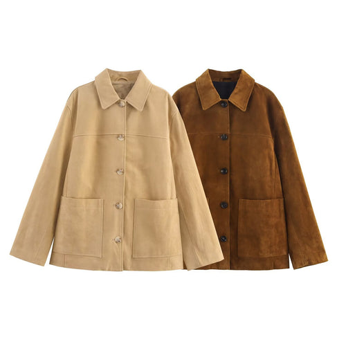 Casual suede jacket for women with practical pockets and trendy cut Lune London