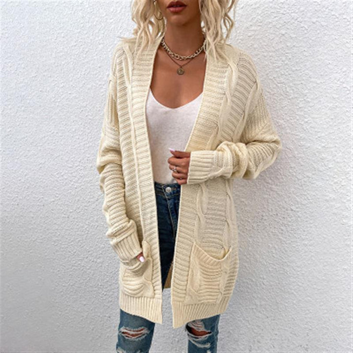 Women Chunky Knit Cardigan with Deep Pockets and Open Front Lune London
