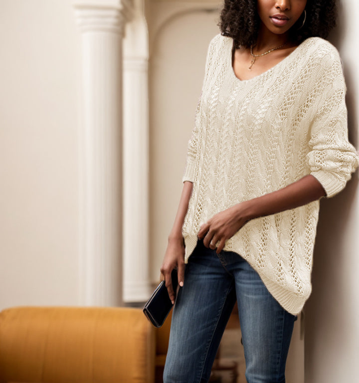 Women's knitted sweater with a diamond pattern and oversized fit Lune London