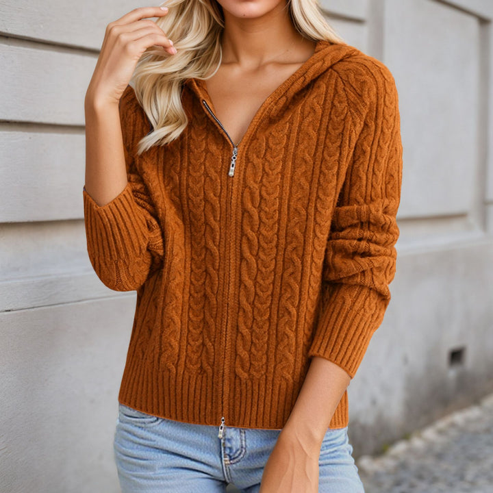 Cardigan for women with hood and detailed twisted knit structure Lune London