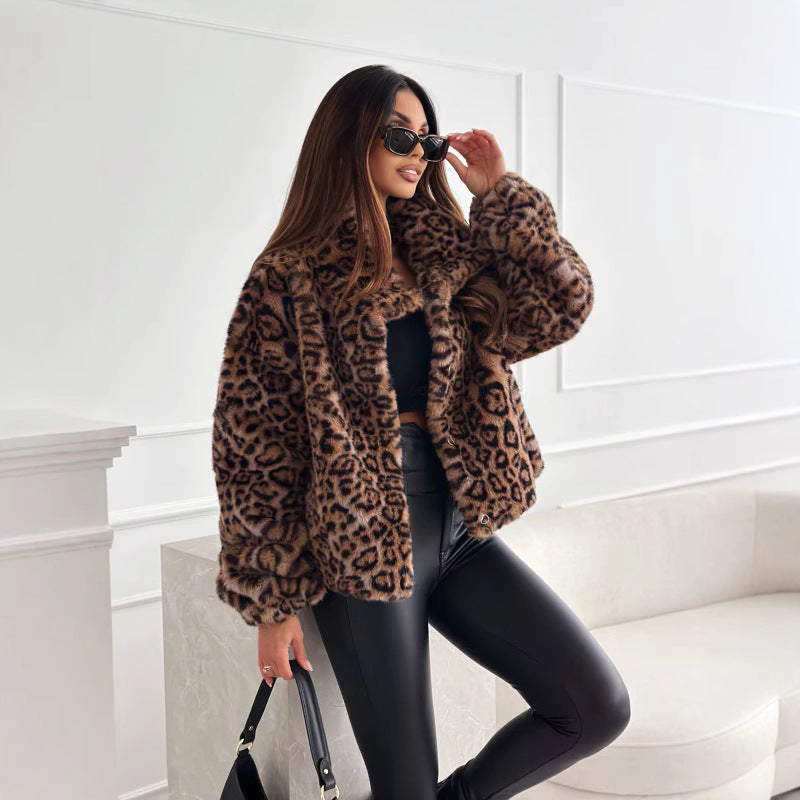 Ladies soft leopard fur jacket Lune London