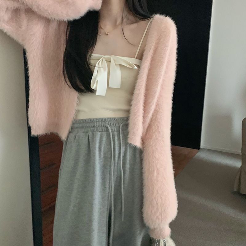 Women Plush Knit Cardigan with Loose Sleeves and Comfortable Fit Lune London