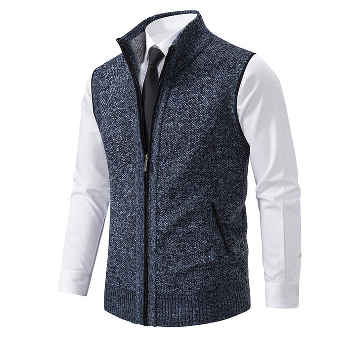 Men's Knit Vest with Zipper and Textured Design Lune London