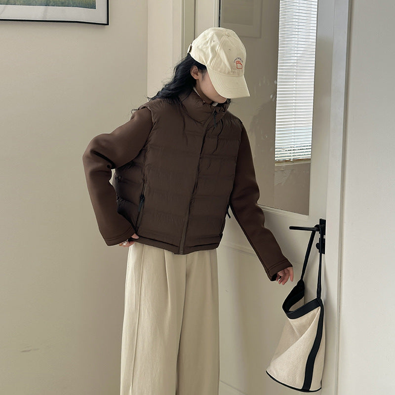 Ladies functional down jacket with pockets and high collar Lune London