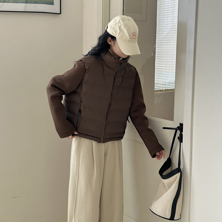 Ladies functional down jacket with pockets and high collar Lune London