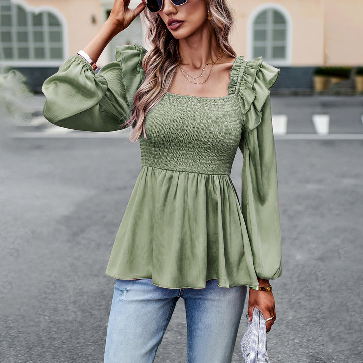 Blouse for women with ruffled details and an elastic waist Lune London