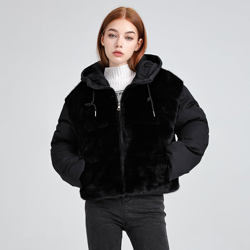 Stylish women's quilted jacket lined with hood and luxurious faux fur Lune London