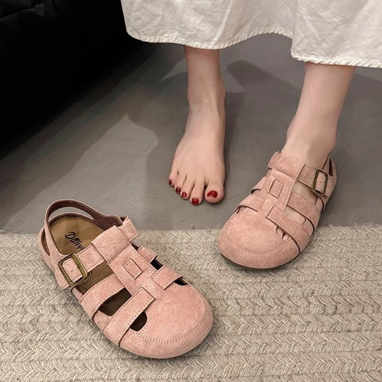 Women's Strappy Sandals Made of Soft Suede with Adjustable Strap Design and Non-Slip Sole Lune London