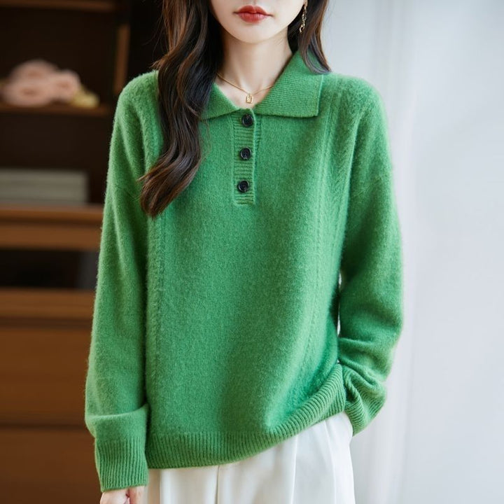 Pull style Koshiba pour femmes avec élégante patte de boutonnage Chic & Stil