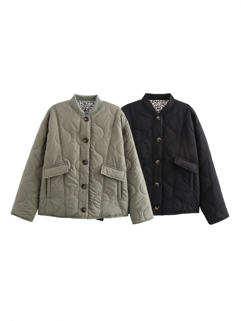 Ladies quilted transition jacket with practical pockets Lune London